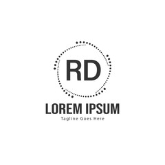 Initial RD logo template with modern frame. Minimalist RD letter logo vector illustration