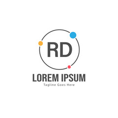 Initial RD logo template with modern frame. Minimalist RD letter logo vector illustration