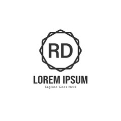 Initial RD logo template with modern frame. Minimalist RD letter logo vector illustration