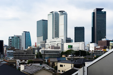 view of the nagoya station buildings
