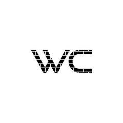 WC W C Brick Letter Logo Design Simple Illustration Template