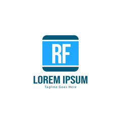 Initial RF logo template with modern frame. Minimalist RF letter logo vector illustration
