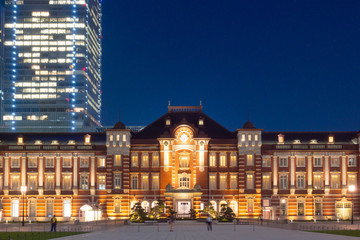 Fototapeta na wymiar Tokyo train station in twilight day.