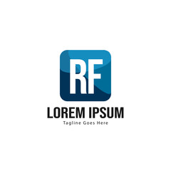 Initial RF logo template with modern frame. Minimalist RF letter logo vector illustration