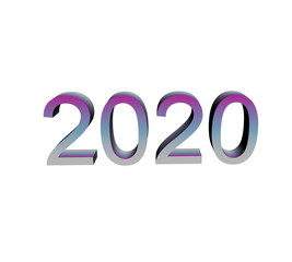 Happy new year 2020 3d numbers  isolated on white background