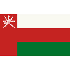 Sultanate of Oman. National flag, correct proportions. Abstract concept, icon.