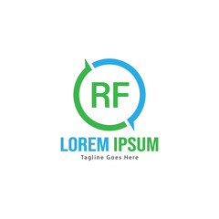 Initial RF logo template with modern frame. Minimalist RF letter logo vector illustration