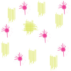 Colorful Abstract Birds with Lovely Fun Flowers Seamless Repeat