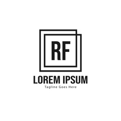 Initial RF logo template with modern frame. Minimalist RF letter logo vector illustration