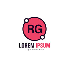 Initial RG logo template with modern frame. Minimalist RG letter logo vector illustration