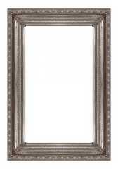 Silver frame for paintings, mirrors or photo isolated on white background