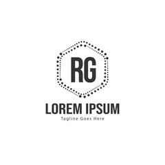 Initial RG logo template with modern frame. Minimalist RG letter logo vector illustration