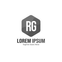 Initial RG logo template with modern frame. Minimalist RG letter logo vector illustration