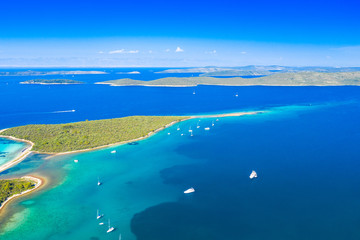 Obraz premium Beautiful archipelago on the island of Dugi Otok in Croatia, aerial seascape