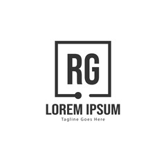 Initial RG logo template with modern frame. Minimalist RG letter logo vector illustration