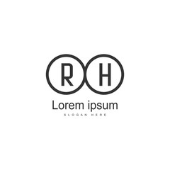 Initial RH logo template with modern frame. Minimalist RH letter logo vector illustration