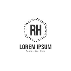 Initial RH logo template with modern frame. Minimalist RH letter logo vector illustration