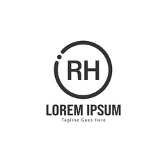 Initial RH logo template with modern frame. Minimalist RH letter logo vector illustration