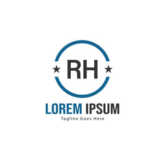Initial RH logo template with modern frame. Minimalist RH letter logo vector illustration