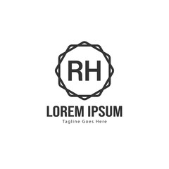 Initial RH logo template with modern frame. Minimalist RH letter logo vector illustration
