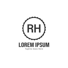 Initial RH logo template with modern frame. Minimalist RH letter logo vector illustration