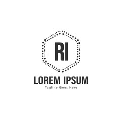 Fototapeta premium Initial RI logo template with modern frame. Minimalist RI letter logo vector illustration