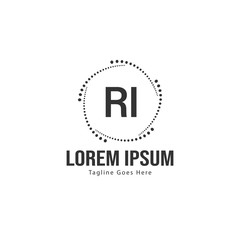 Initial RI logo template with modern frame. Minimalist RI letter logo vector illustration