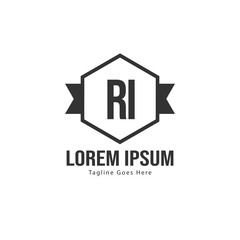 Initial RI logo template with modern frame. Minimalist RI letter logo vector illustration