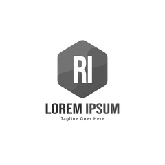 Initial RI logo template with modern frame. Minimalist RI letter logo vector illustration