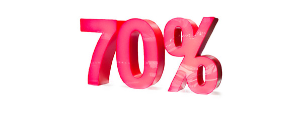 70% discount. Discount, on an isolated white background. Shop, sale