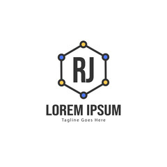 Initial RJ logo template with modern frame. Minimalist RJ letter logo vector illustration