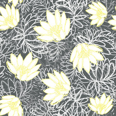 Water Lily Pattern Hand Drawn