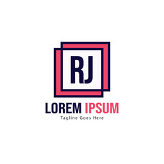 Fototapeta premium Initial RJ logo template with modern frame. Minimalist RJ letter logo vector illustration