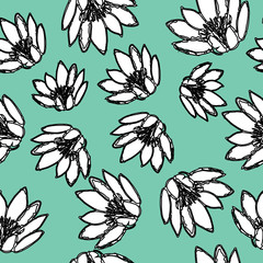 Water Lily Pattern Hand Drawn
