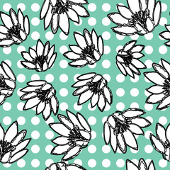 Water Lily Pattern Hand Drawn