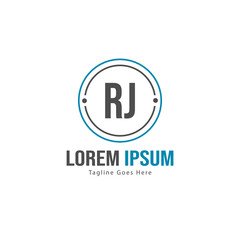 Obraz premium Initial RJ logo template with modern frame. Minimalist RJ letter logo vector illustration