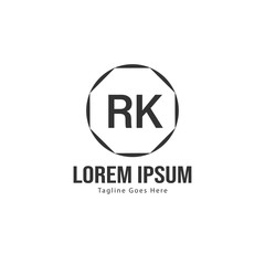 Fototapeta premium Initial RK logo template with modern frame. Minimalist RK letter logo vector illustration
