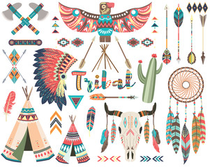 Tribal Indian Native Elements Set