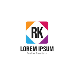 Fototapeta premium Initial RK logo template with modern frame. Minimalist RK letter logo vector illustration