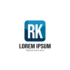 Initial RK logo template with modern frame. Minimalist RK letter logo vector illustration