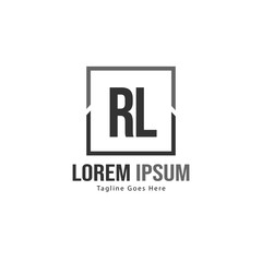 Initial RL logo template with modern frame. Minimalist RL letter logo vector illustration