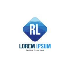 Initial RL logo template with modern frame. Minimalist RL letter logo vector illustration
