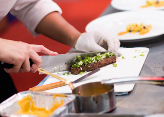 Chef cooking food in the kitchen, Chef preparing food