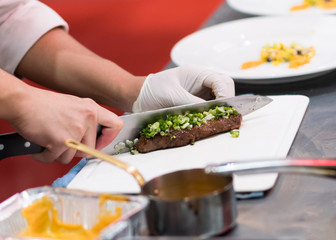 Chef cooking food in the kitchen, Chef preparing food
