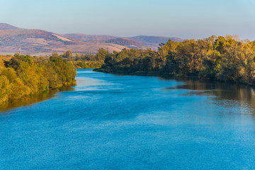 Autumn landscape with  Mures river