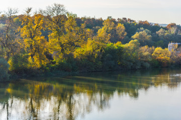 Autumn landscape with  Mures river