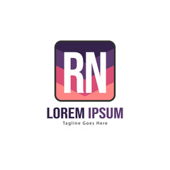 Initial RN logo template with modern frame. Minimalist RN letter logo vector illustration