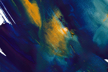 Dark blue with orange splash watercolor texture background