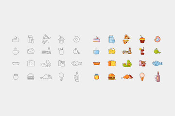 Set of vector icons about kitchen