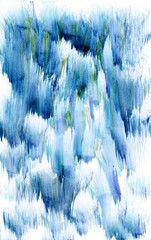 blue purple lines, waves, spots painted in watercolor